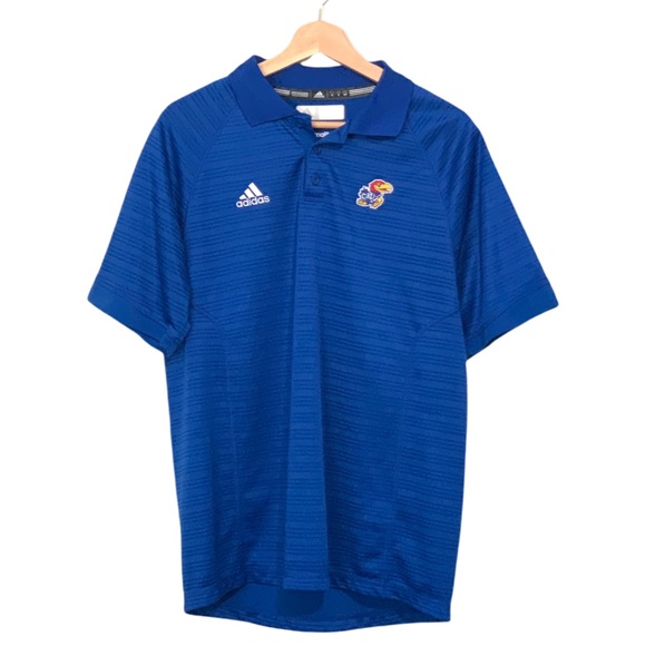 adidas Other - Adidas KU Jayhawks Short Sleeve Polo Shirt Royal Blue Size Small KS University